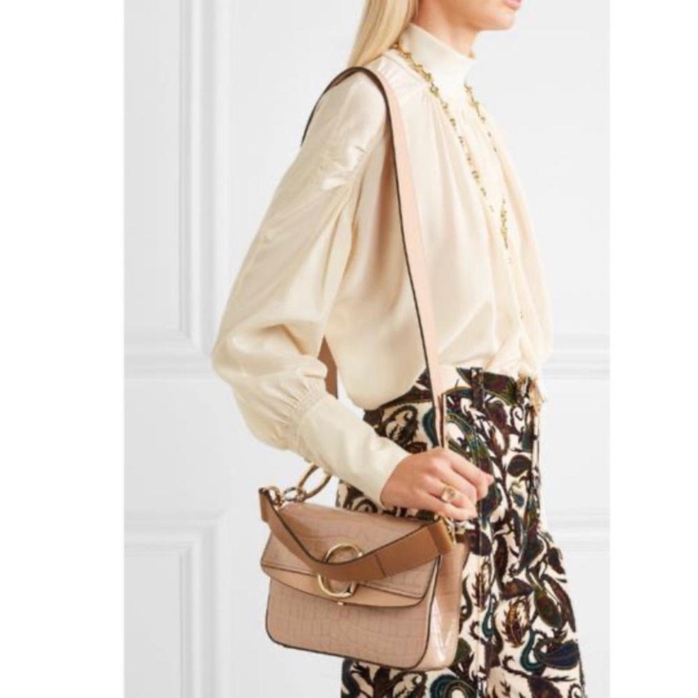 Sold Chloe C crocodile effect leather shoulder bag - Picture 3 of 7